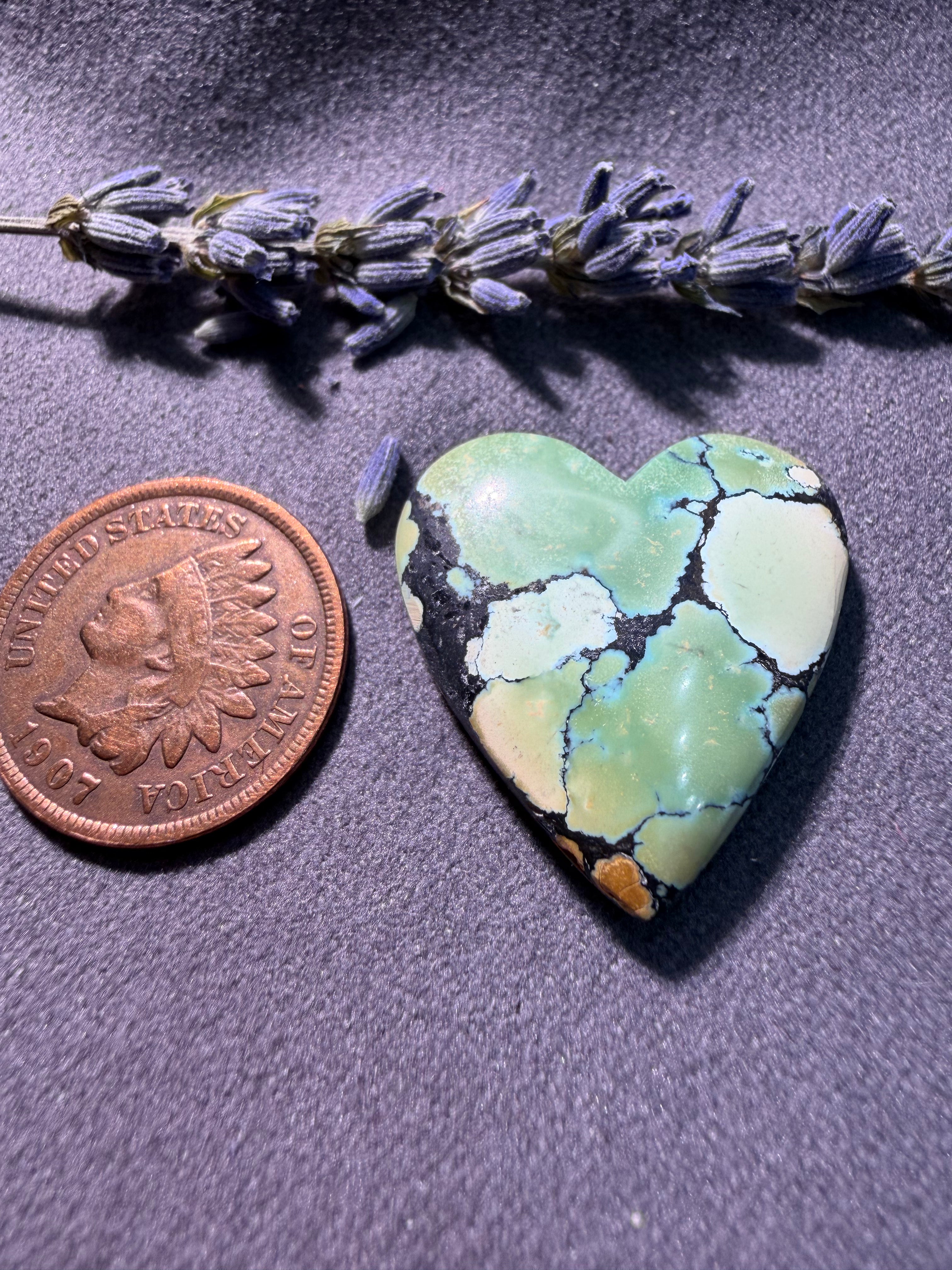 PolyChrome Bamboo Mtn Hubei Turquoise Heart Cabochon! On Sale!