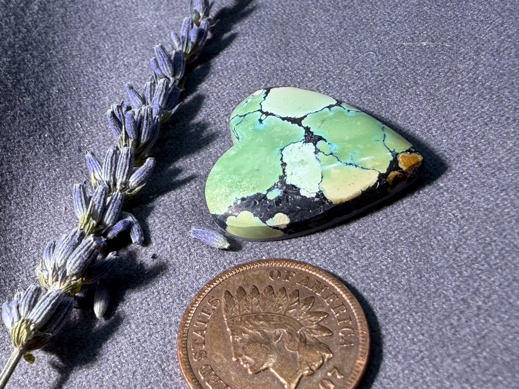PolyChrome Bamboo Mtn Hubei Turquoise Heart Cabochon! On Sale!