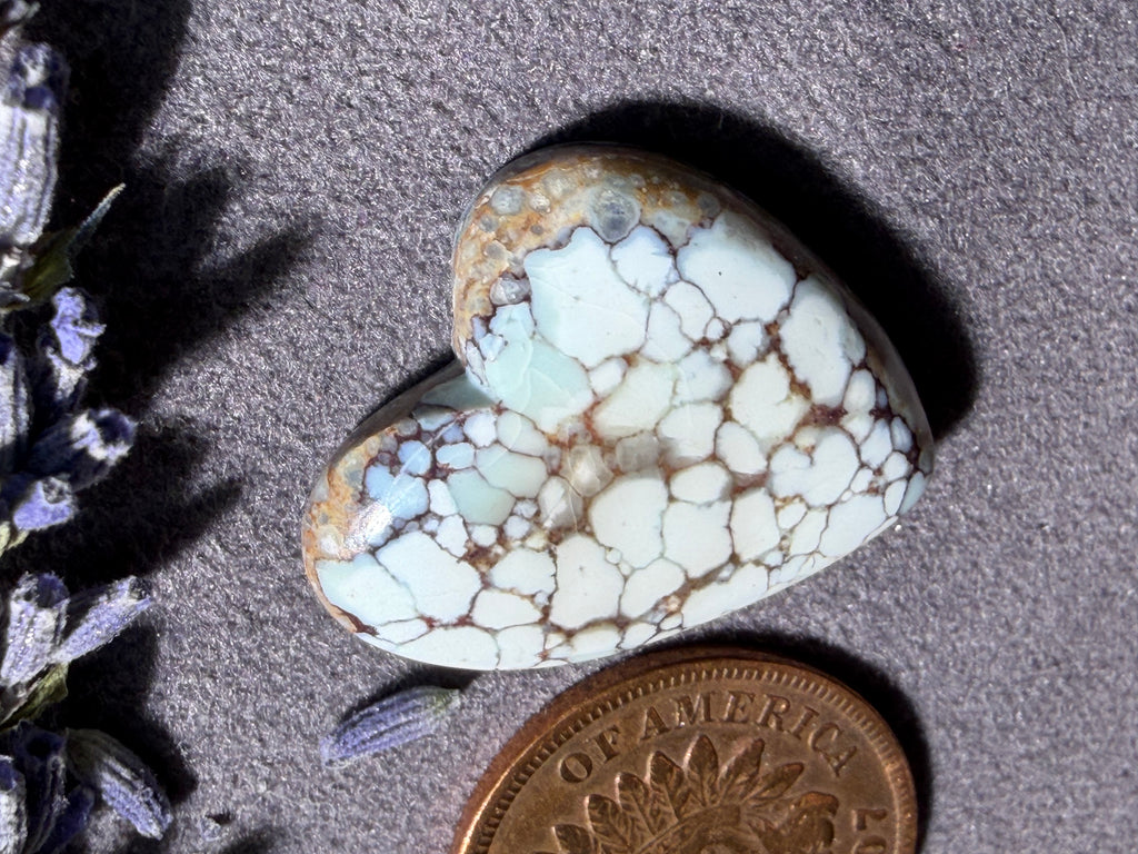 PolyChrome Bamboo Mtn Hubei Heart Turquoise Cabochon! On Sale!