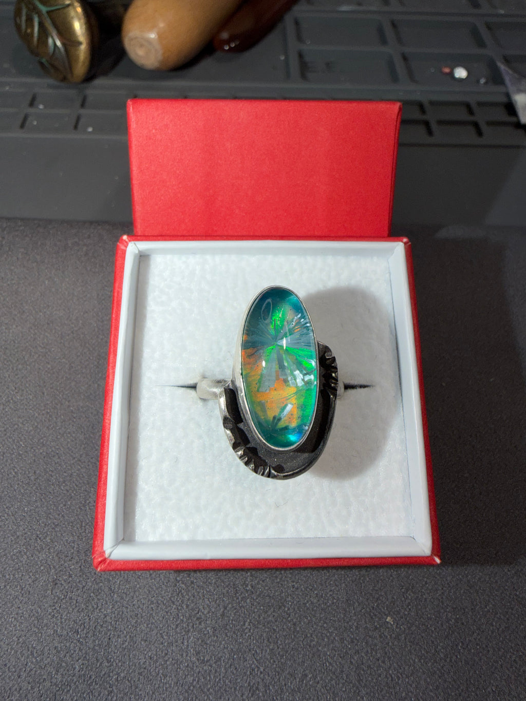Eeeeek!!! Look at this Ring! It's Bridewell Stone with a Nebula Opal Doublet Ring!