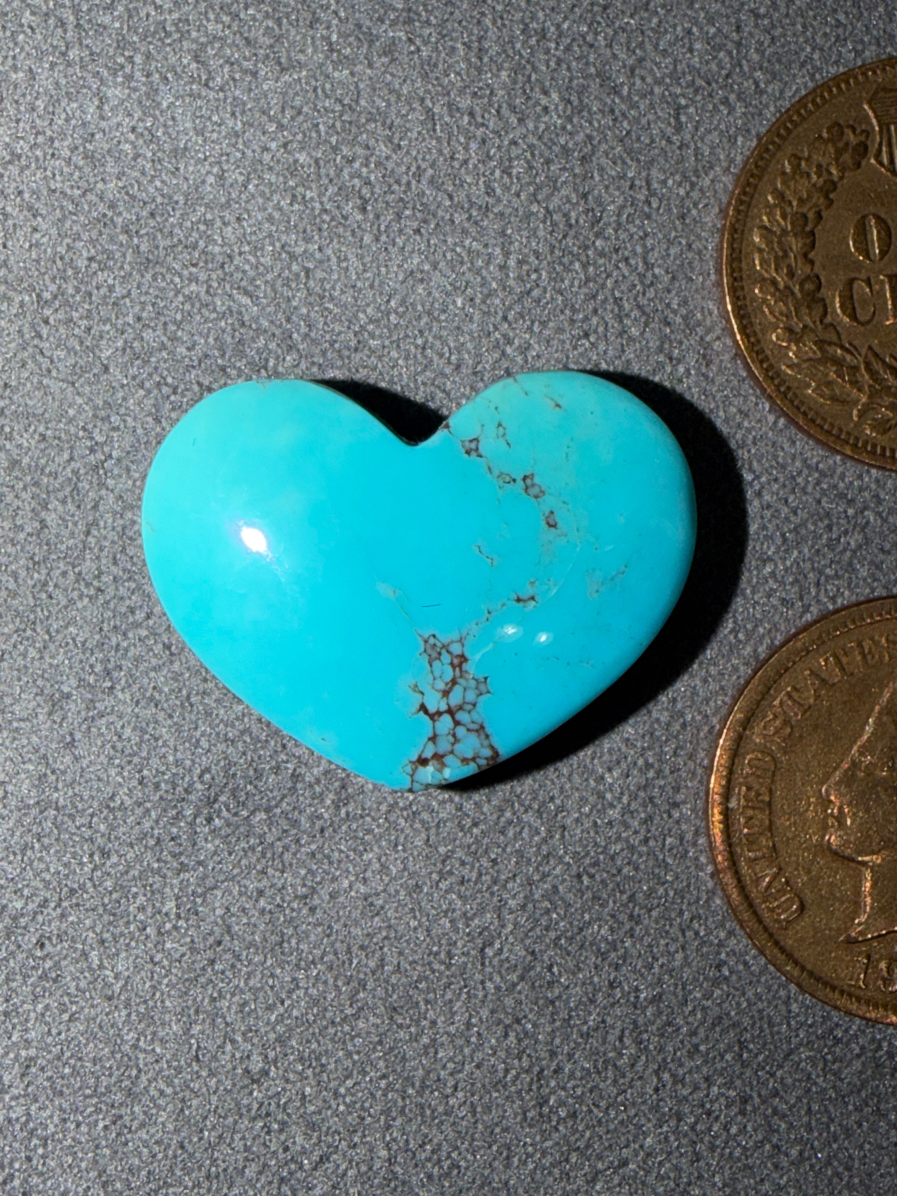This is a gorgeous, rare, one-of-a-kind heart-shaped Bisbee Turquoise Cabochon! On Sale!