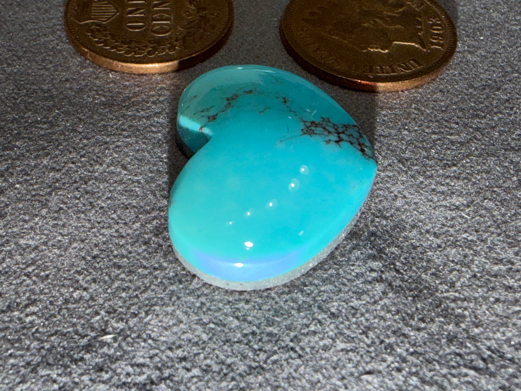 This is a gorgeous, rare, one-of-a-kind heart-shaped Bisbee Turquoise Cabochon! On Sale!