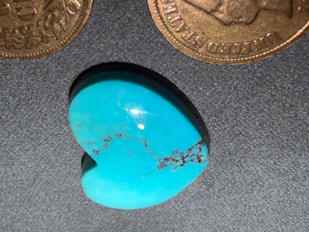 This is a gorgeous, rare, one-of-a-kind heart-shaped Bisbee Turquoise Cabochon! On Sale!