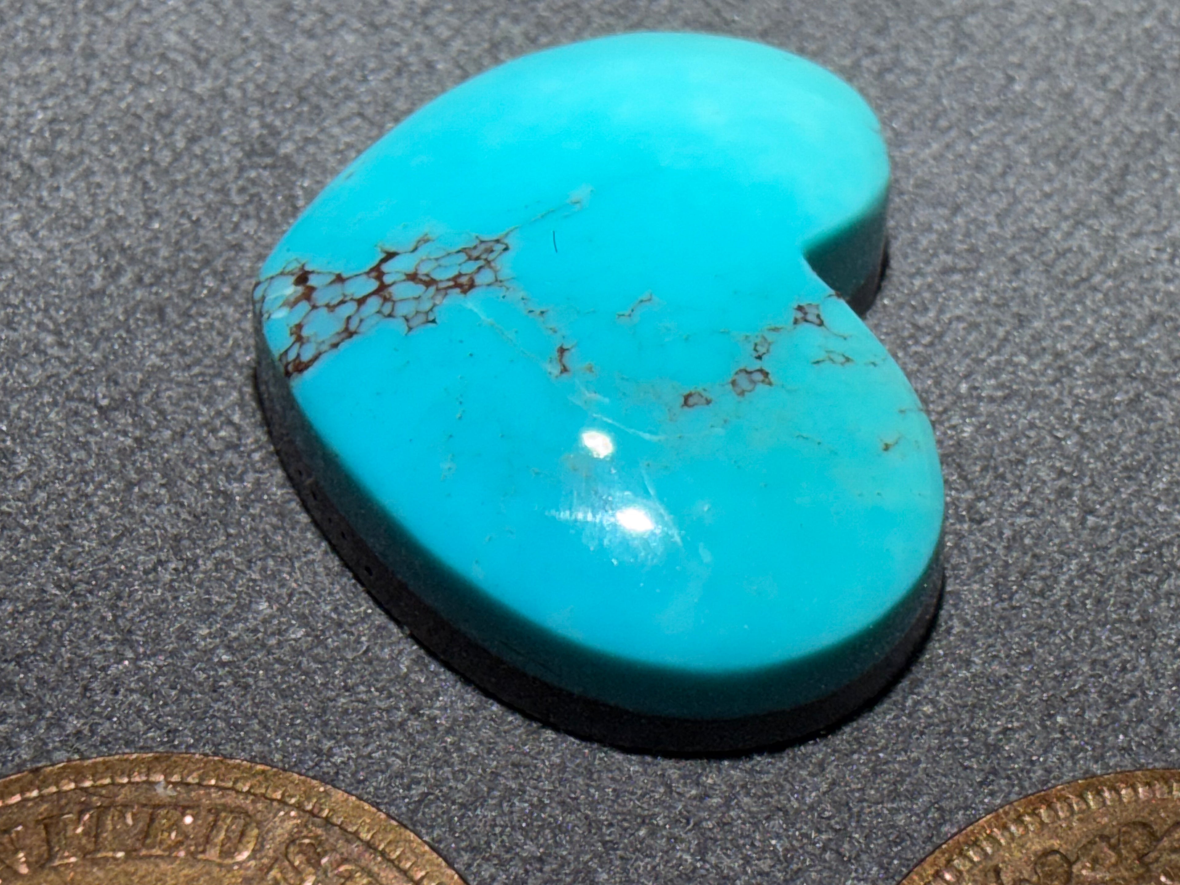 This is a gorgeous, rare, one-of-a-kind heart-shaped Bisbee Turquoise Cabochon! On Sale!