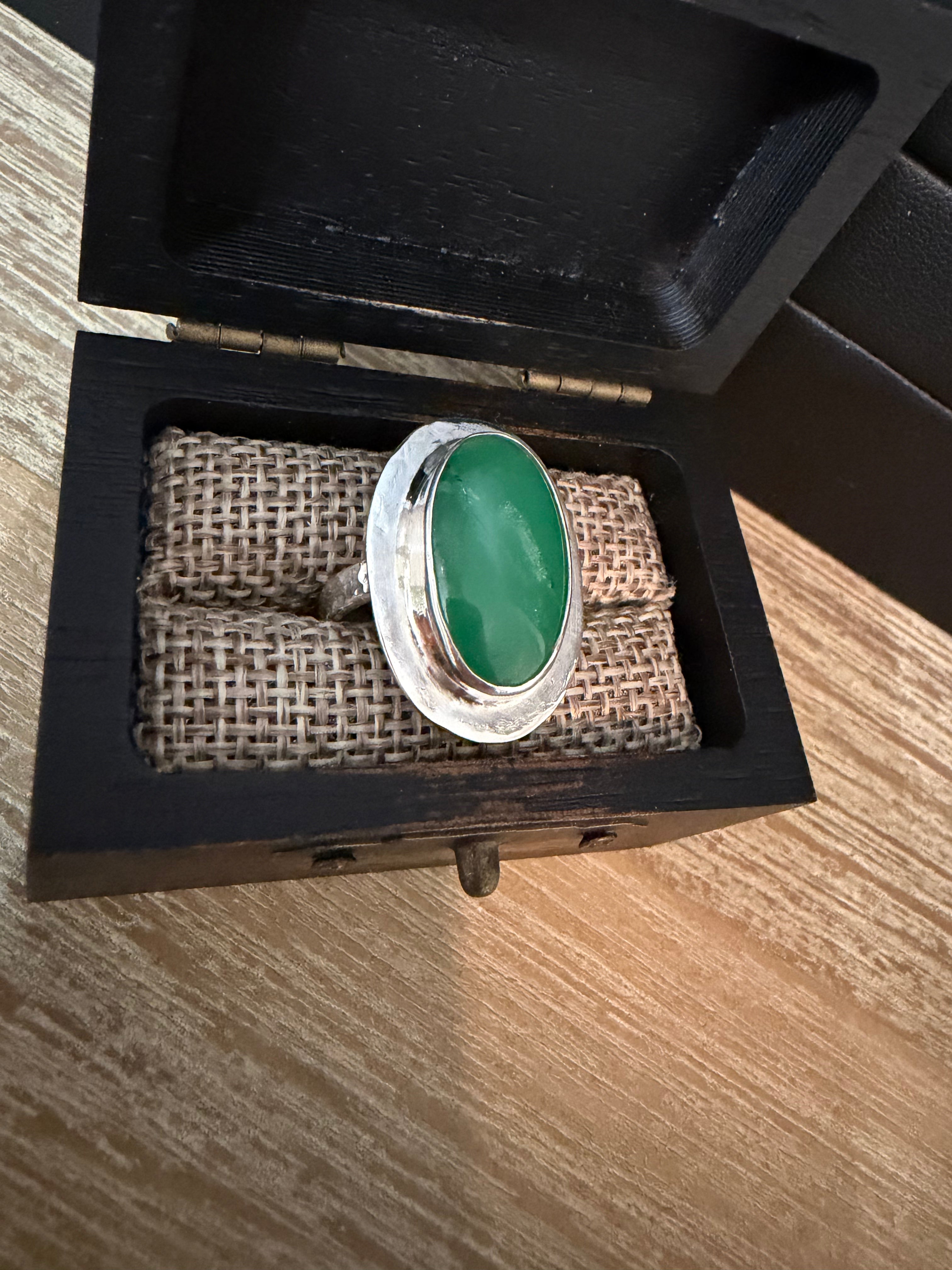 Can you say - STOP AND STARE! Australian Chrysoprase!! This Ring is for a GREEN GODDESS!
