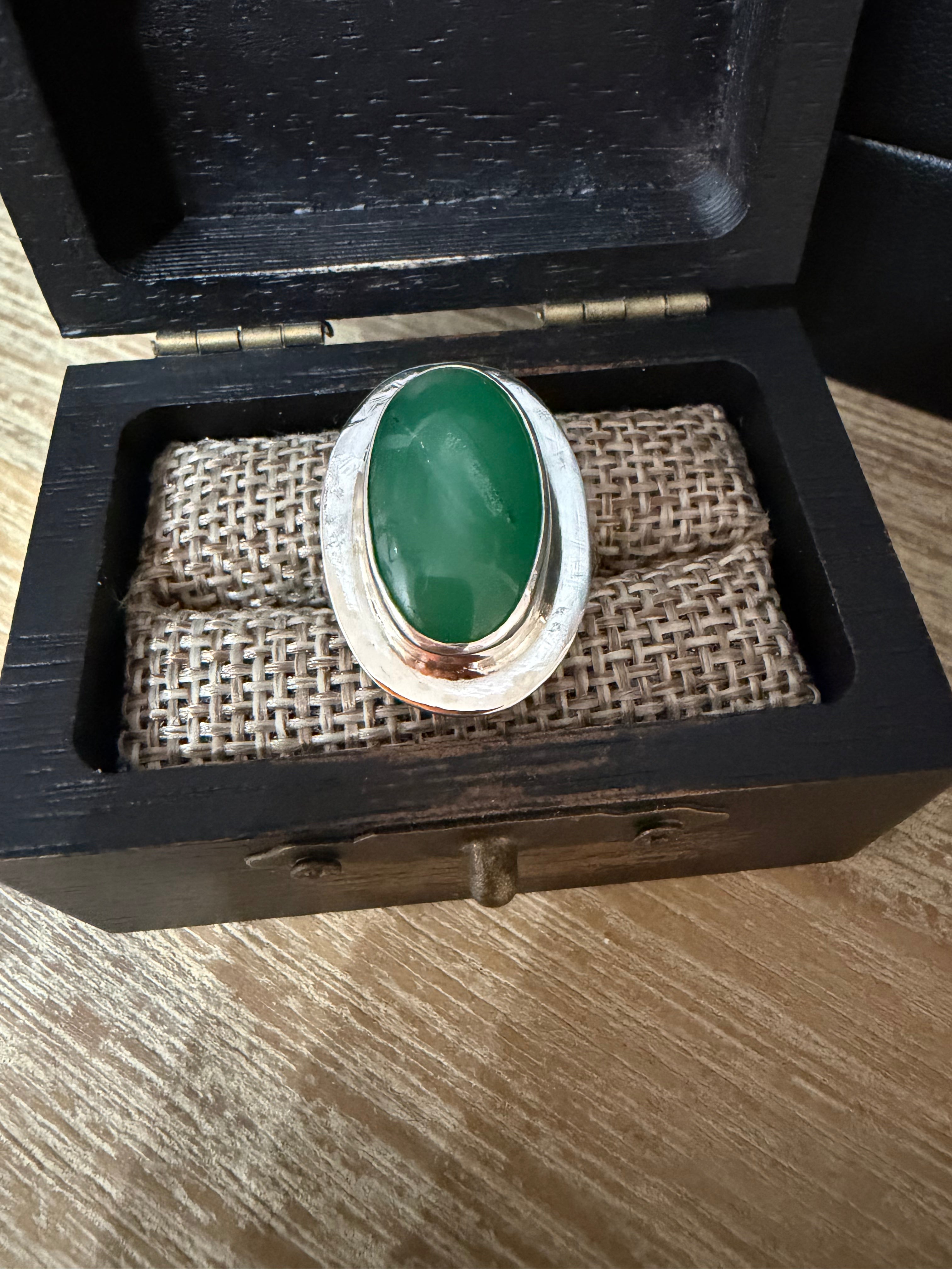 Can you say - STOP AND STARE! Australian Chrysoprase!! This Ring is for a GREEN GODDESS!