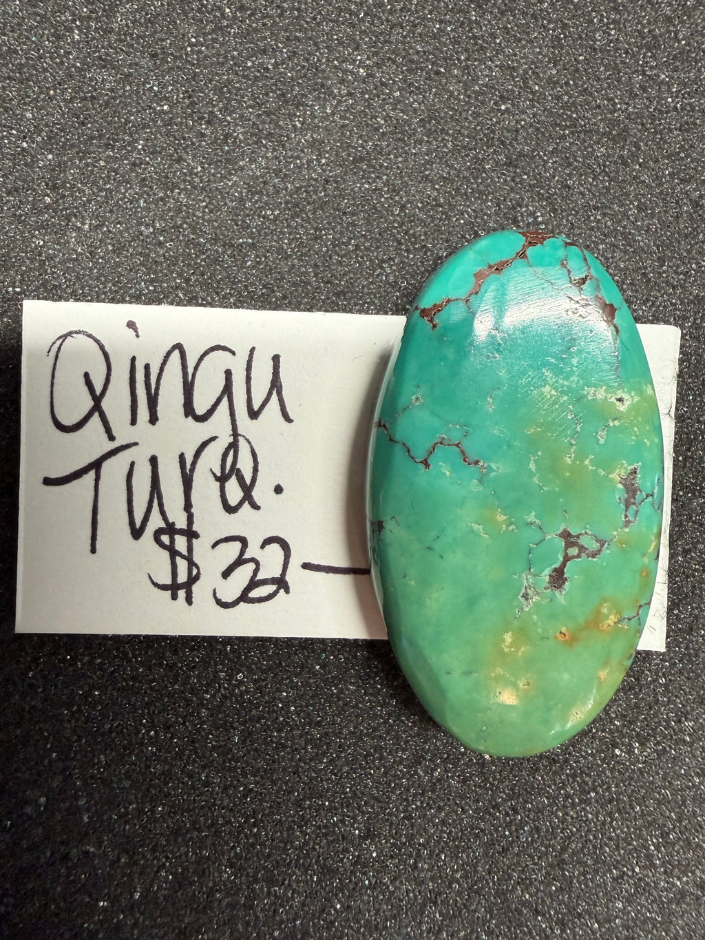 Chunky Oval Shaped Qingu Turquoise! - great for a pendant!