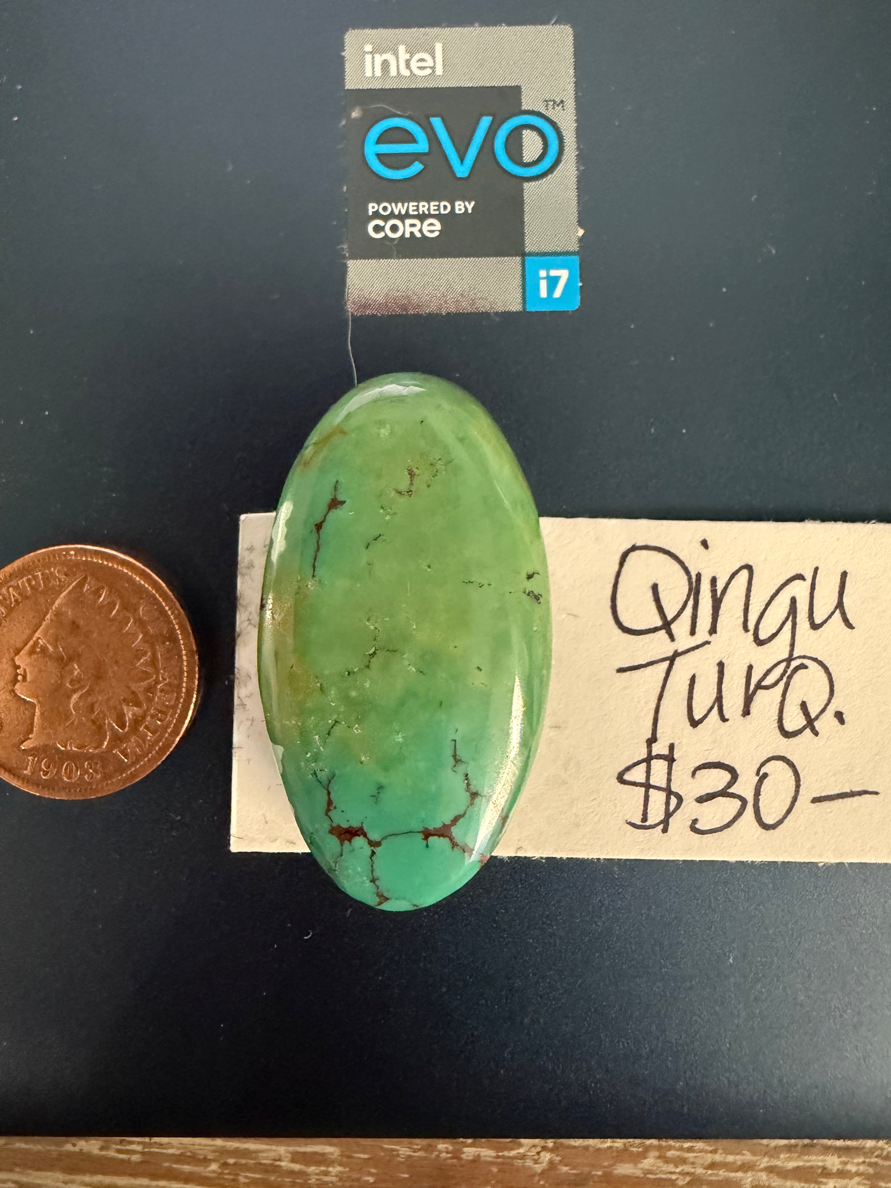 Blue-ish Green-ish Qingu Turquoise - Chunky Oval!