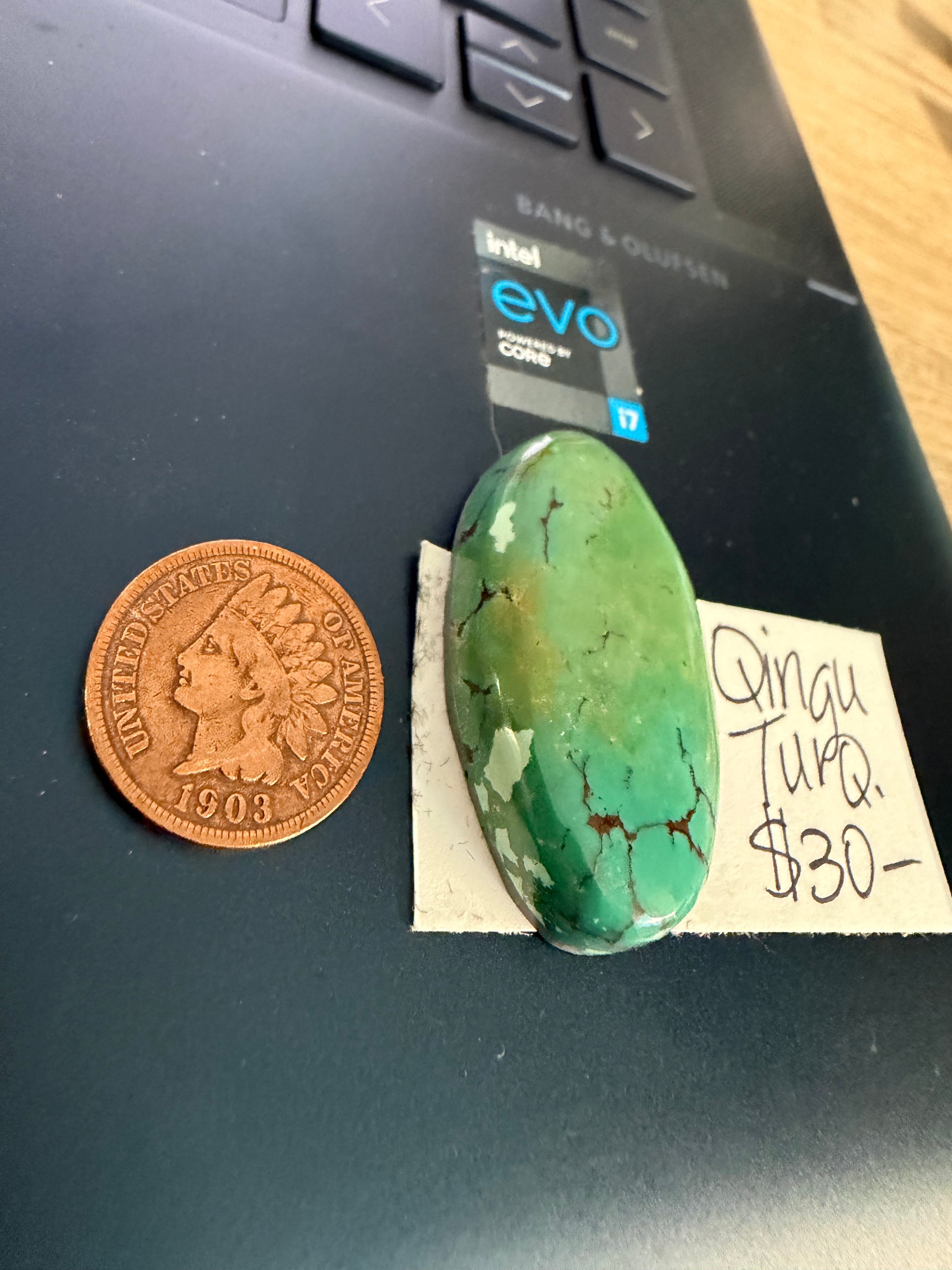 Blue-ish Green-ish Qingu Turquoise - Chunky Oval!