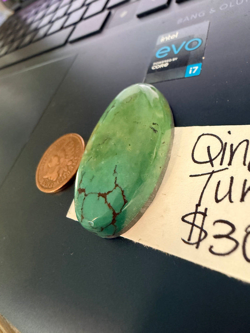 Blue-ish Green-ish Qingu Turquoise - Chunky Oval!