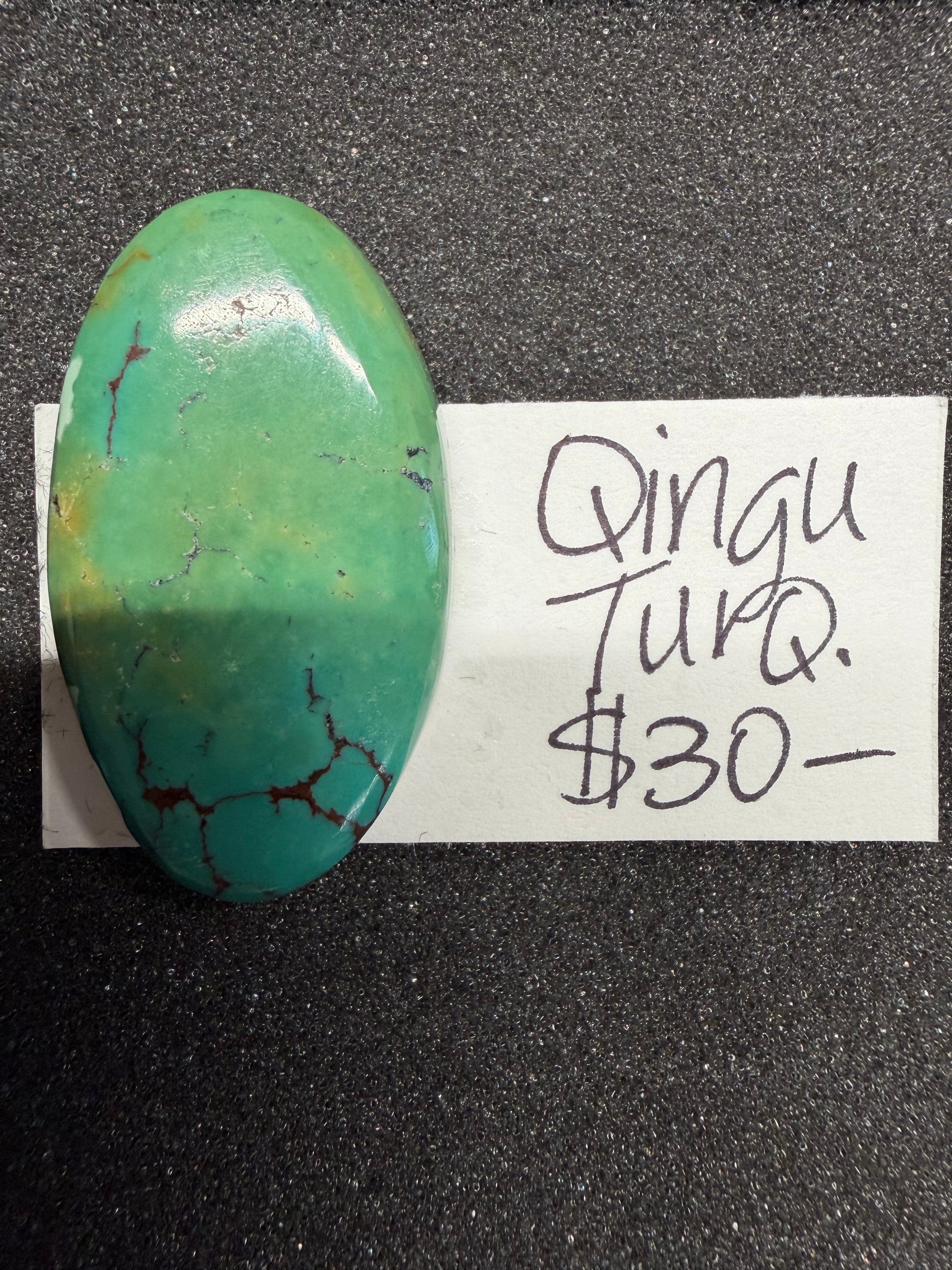 Blue-ish Green-ish Qingu Turquoise - Chunky Oval!