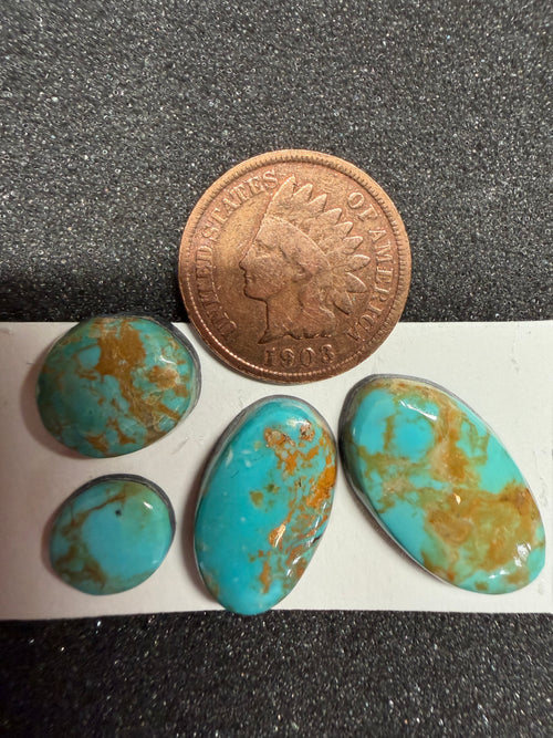 4 Stone Set - Classic Royston Turquoise! Rich Warm Vibrant Hues!