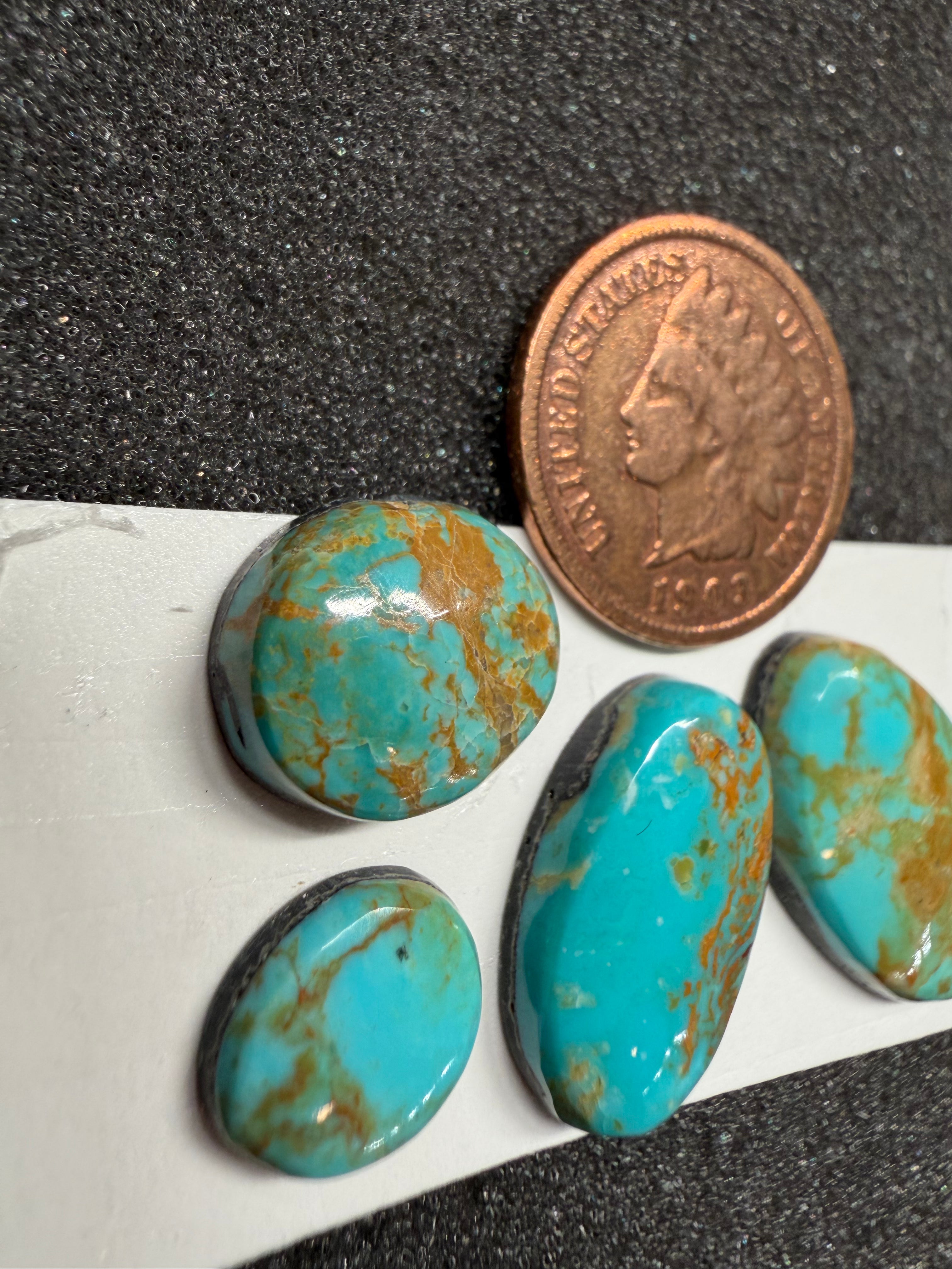 4 Stone Set - Classic Royston Turquoise! Rich Warm Vibrant Hues!