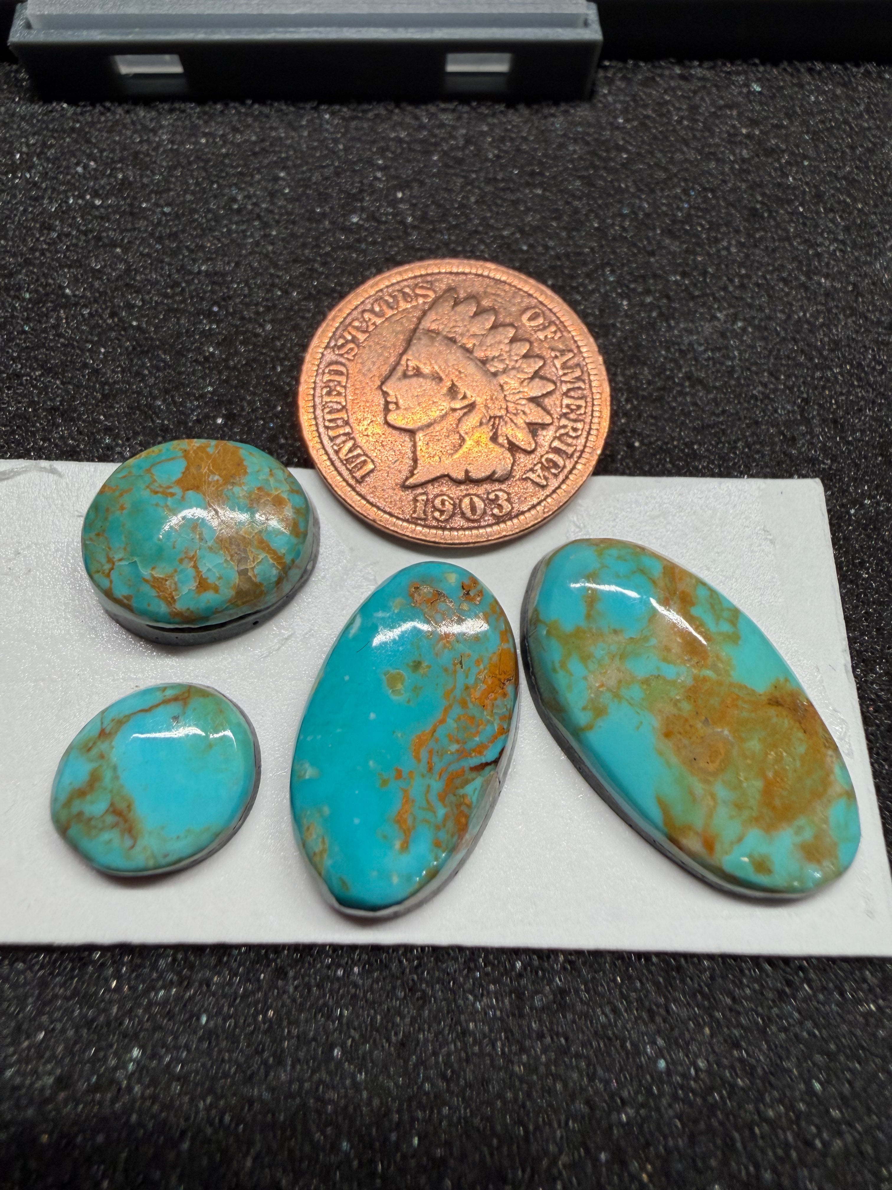 4 Stone Set - Classic Royston Turquoise! Rich Warm Vibrant Hues!