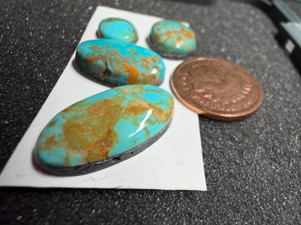 4 Stone Set - Classic Royston Turquoise! Rich Warm Vibrant Hues!