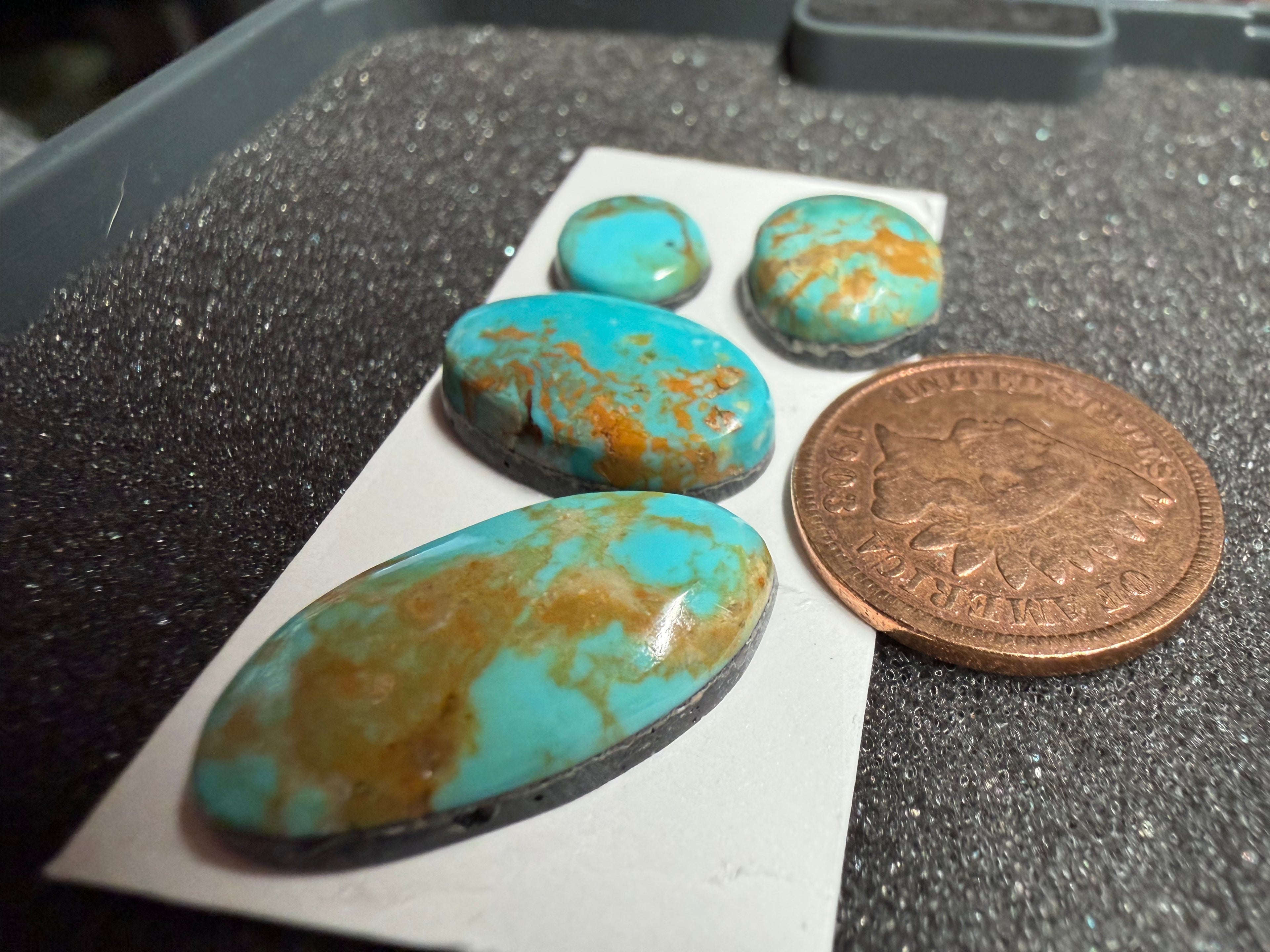 4 Stone Set - Classic Royston Turquoise! Rich Warm Vibrant Hues!