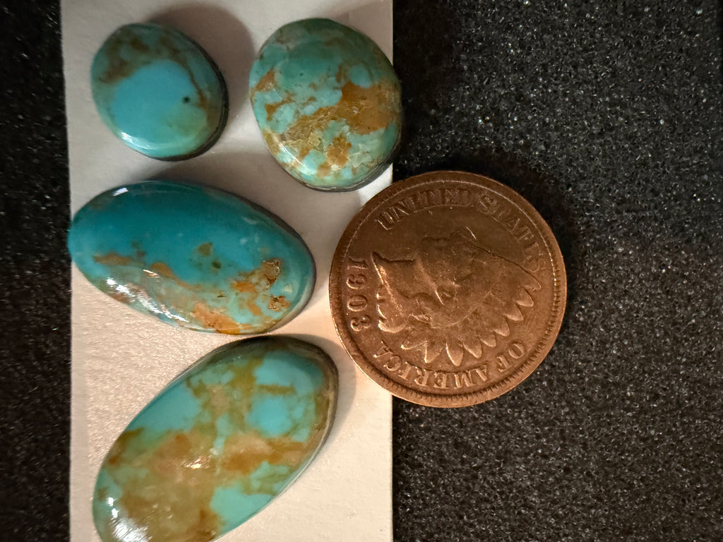 4 Stone Set - Classic Royston Turquoise! Rich Warm Vibrant Hues!