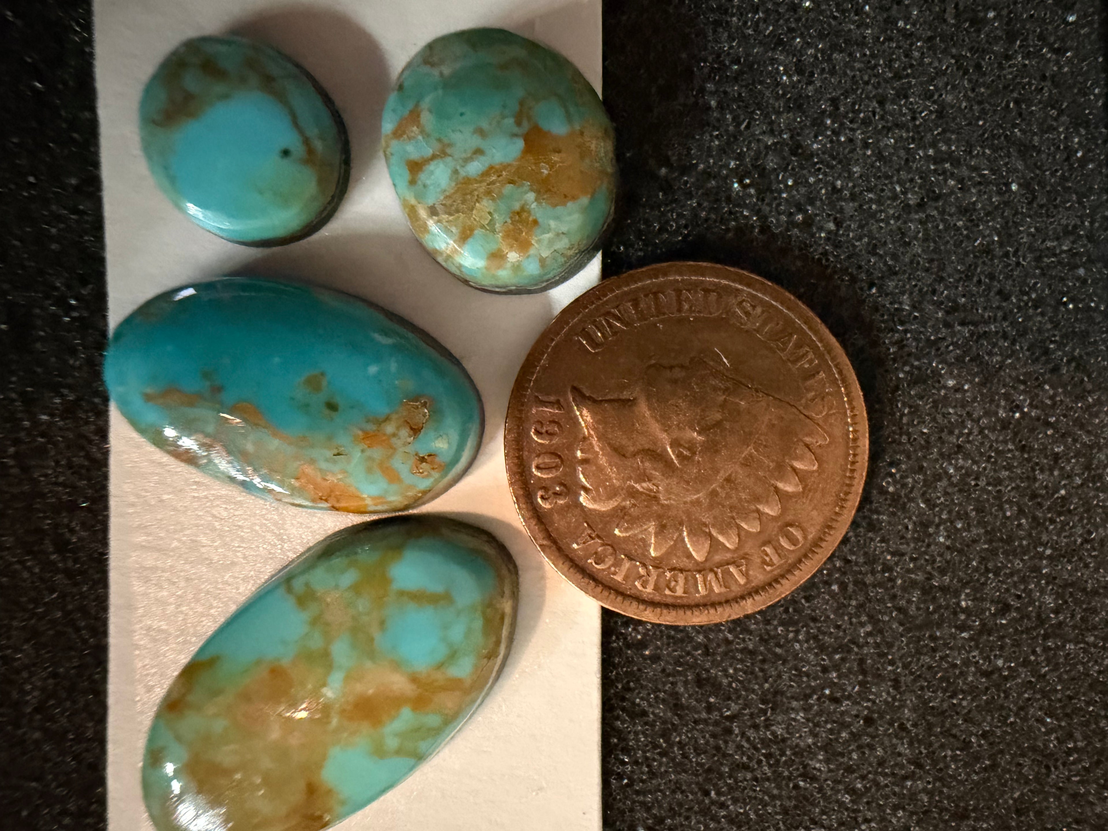 4 Stone Set - Classic Royston Turquoise! Rich Warm Vibrant Hues!