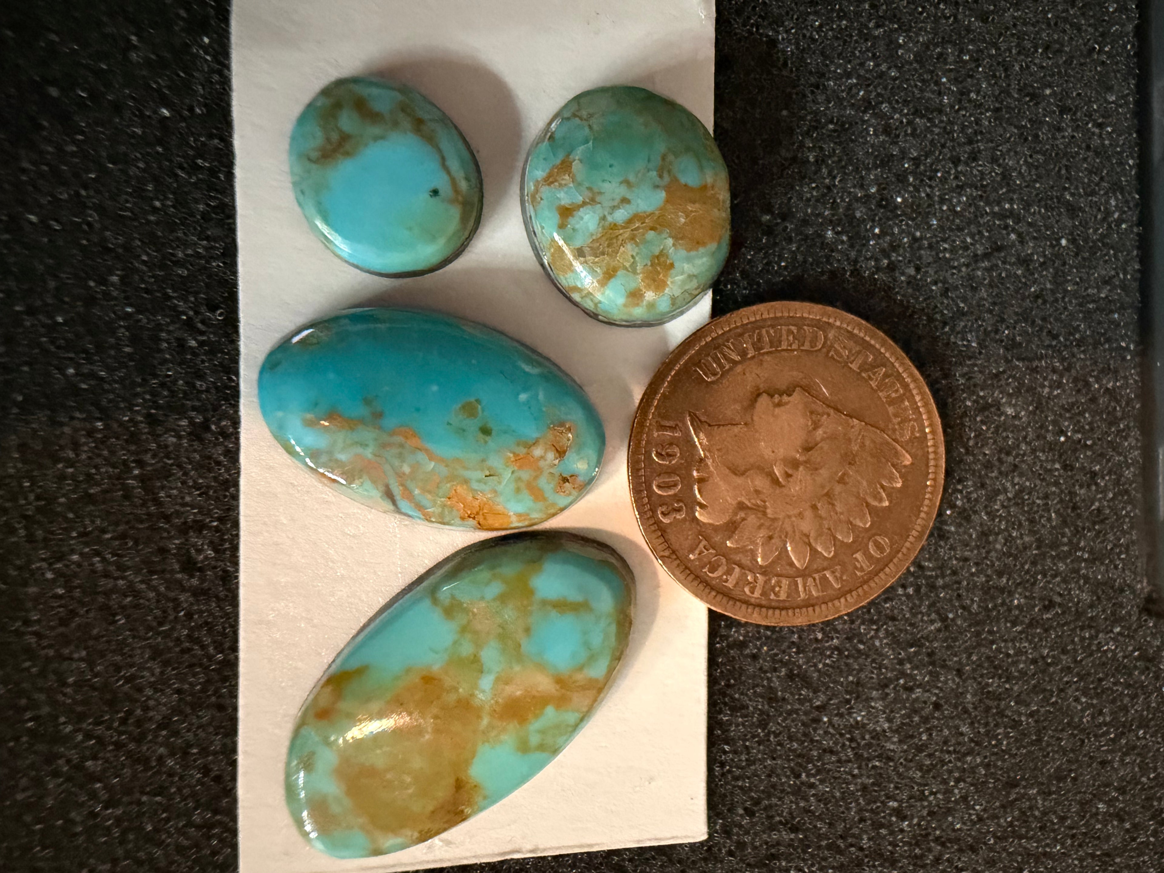 4 Stone Set - Classic Royston Turquoise! Rich Warm Vibrant Hues!