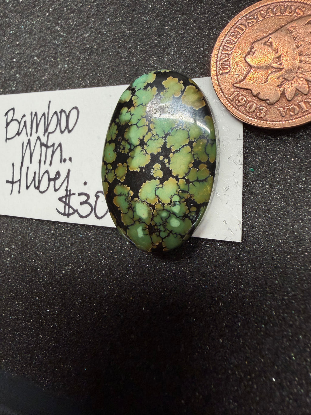All The Greens!!  Polychrome Bamboo Mountain Turquoise Cabochon! On Sale!