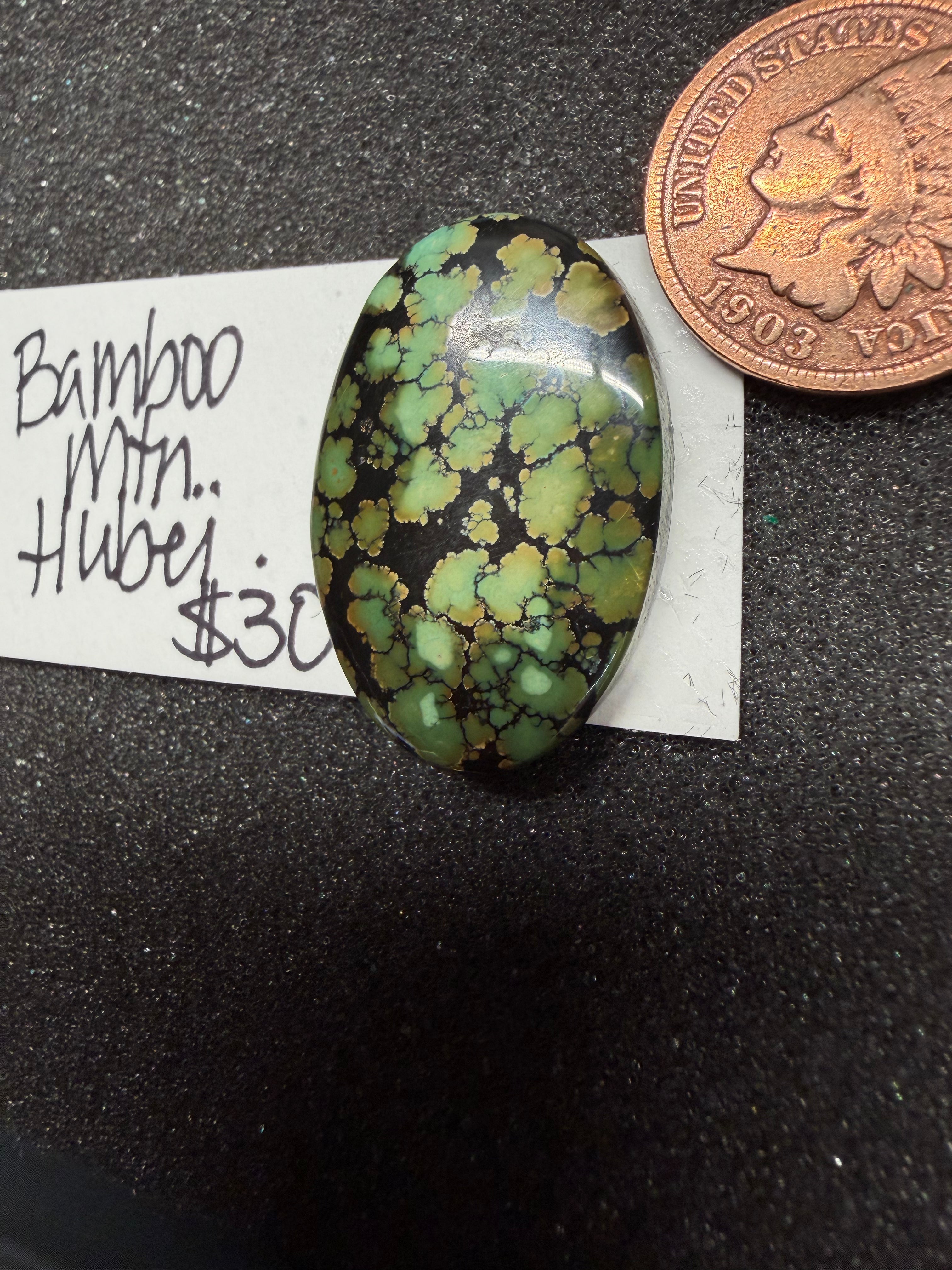 All The Greens!!  Polychrome Bamboo Mountain Turquoise Cabochon! On Sale!