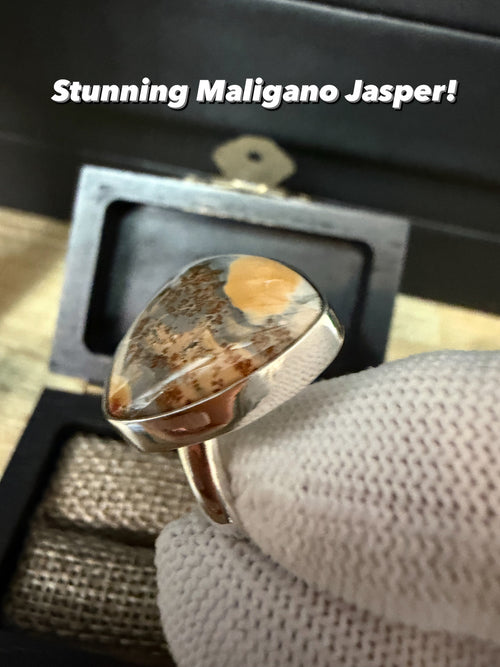 Dreamy Natural Maligano Jasper Stone set in Sterling Silver!